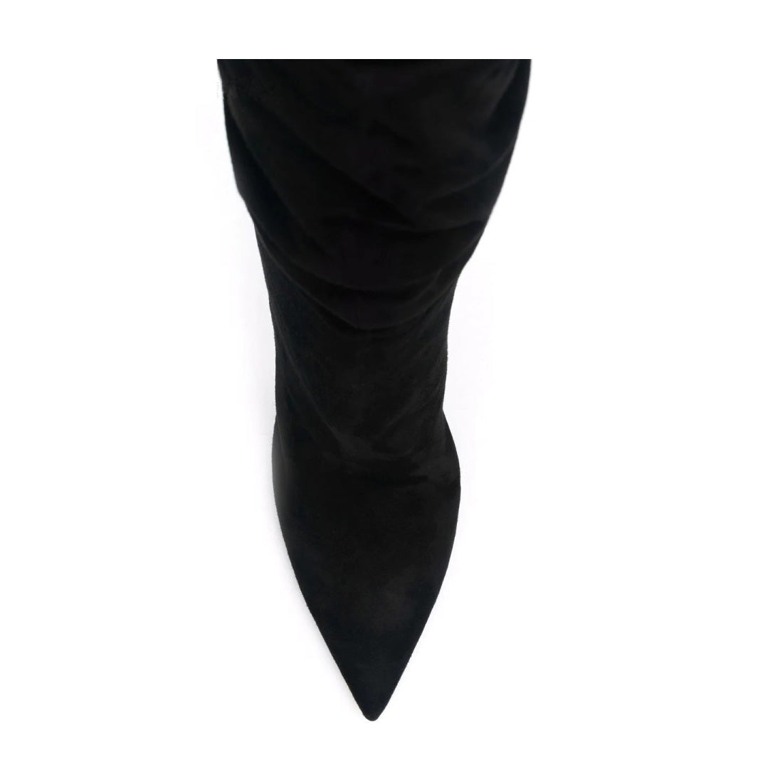 Stiletto Heel Suede Slouchy Ankle Boots