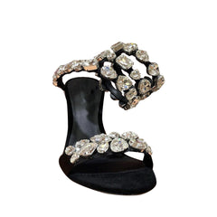 Diamante Wrap Mid Heel Sandals - 8cm