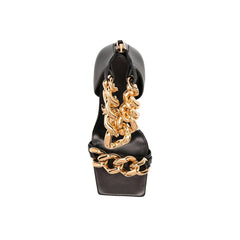 Ankle Chain Leather High Heel Sandals