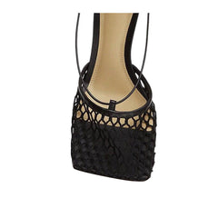 Lace Up Fishnet High Heel Sandals