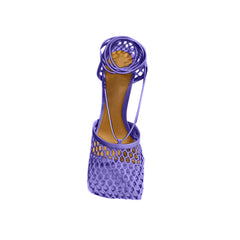 Lace Up Fishnet High Heel Sandals