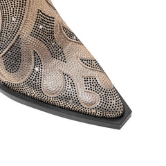Diamante Block Heel Ankle Boots