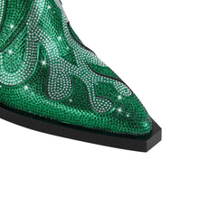 Diamante Block Heel Ankle Boots