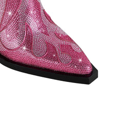 Diamante Block Heel Ankle Boots