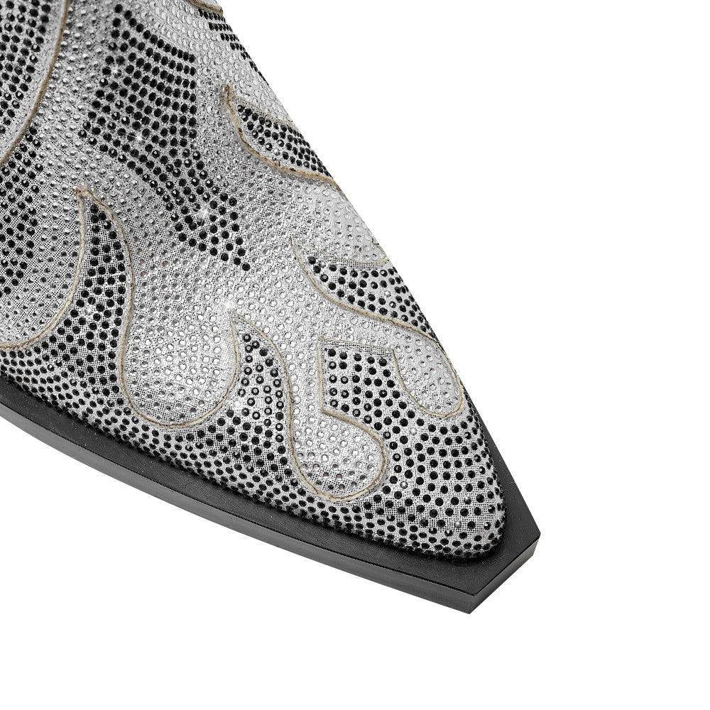Diamante Block Heel Ankle Boots