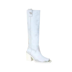 Metal Plated Knee High Boots