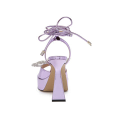 Diamante Bow Lace Up High Heel Sandals