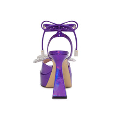 Diamante Bow Lace Up High Heel Sandals