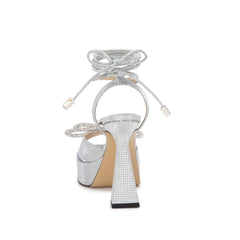 Diamante Bow Lace Up High Heel Sandals