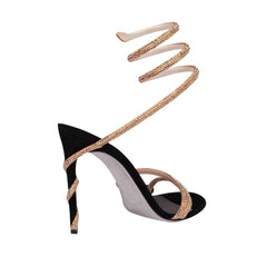 Diamante Ankle Wrap High Heel Sandals - 9.5cm