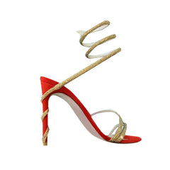 Diamante Ankle Wrap High Heel Sandals - 10cm