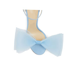 Asymmetric Bow Embellished Satin High Heel Sandals