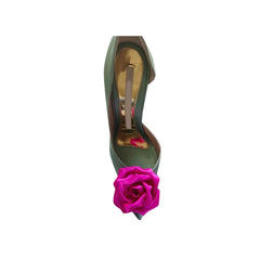 Flower Embellished Mid Heel Pumps