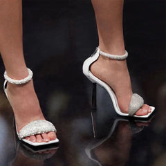 Diamante Mid Heel Sandals