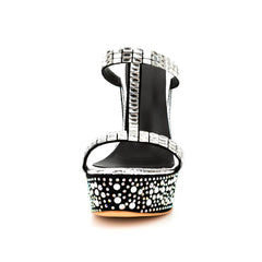 Diamante Wedged Heel Mules Sandals