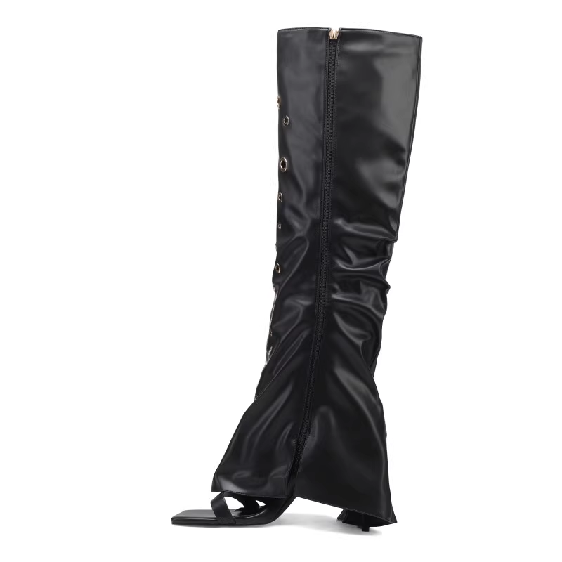 Ring Embellished Knee High Boots