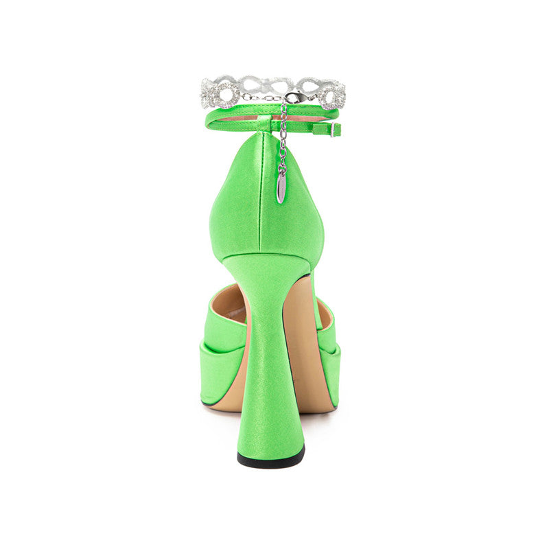 Diamante Ankle Strap High Heel Platform Sandals