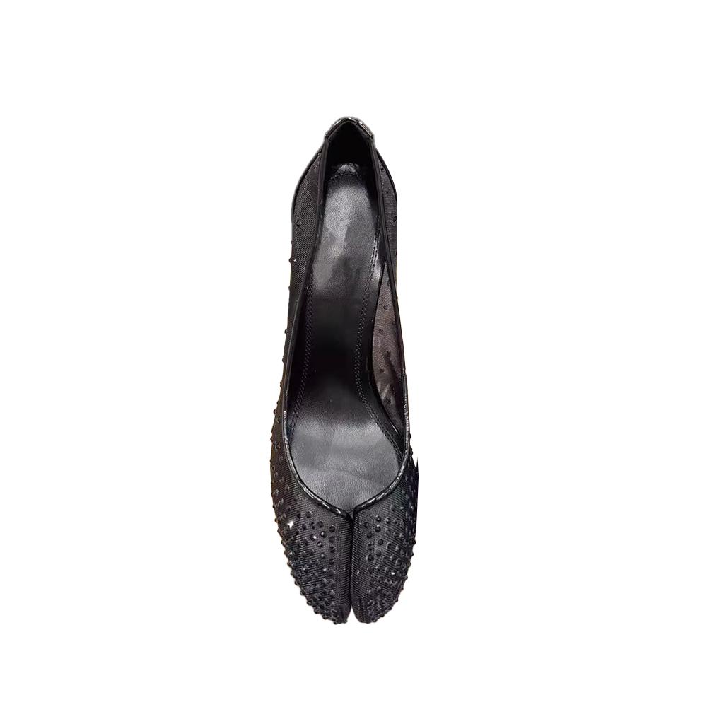 Diamante Spilt Toe High Heel Pumps