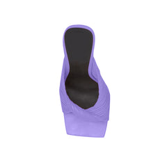 Fold Detailed Leather High Heel Mules Sandals - 9c