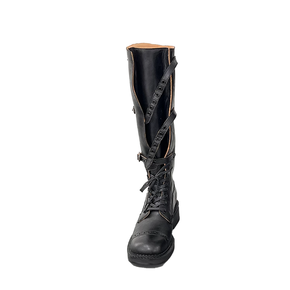 Buckled Lace Up Knee High Boots