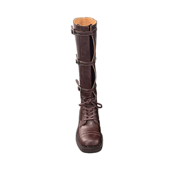 Buckled Lace Up Knee High Boots