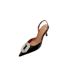 Diamante Buckled Mid Heel Sandals - 7cm