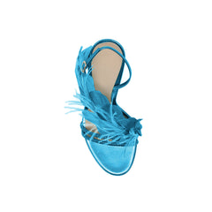 Feather And Damante Mid Heel Sandals - 7.5cm