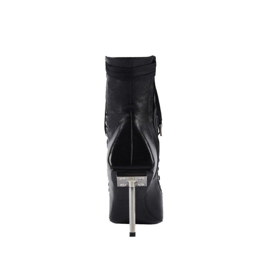 Lace Up High Heel Ankle Boots