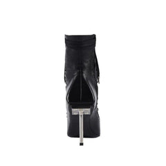 Lace Up High Heel Ankle Boots