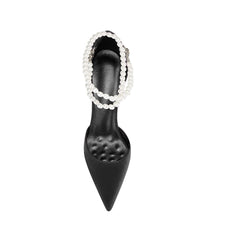 Pearl Embellished Kitten Heel Sandals