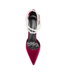 Pearl Embellished Kitten Heel Sandals