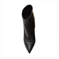 Sculptured Heel Asymmetric Leather Ankle Boots