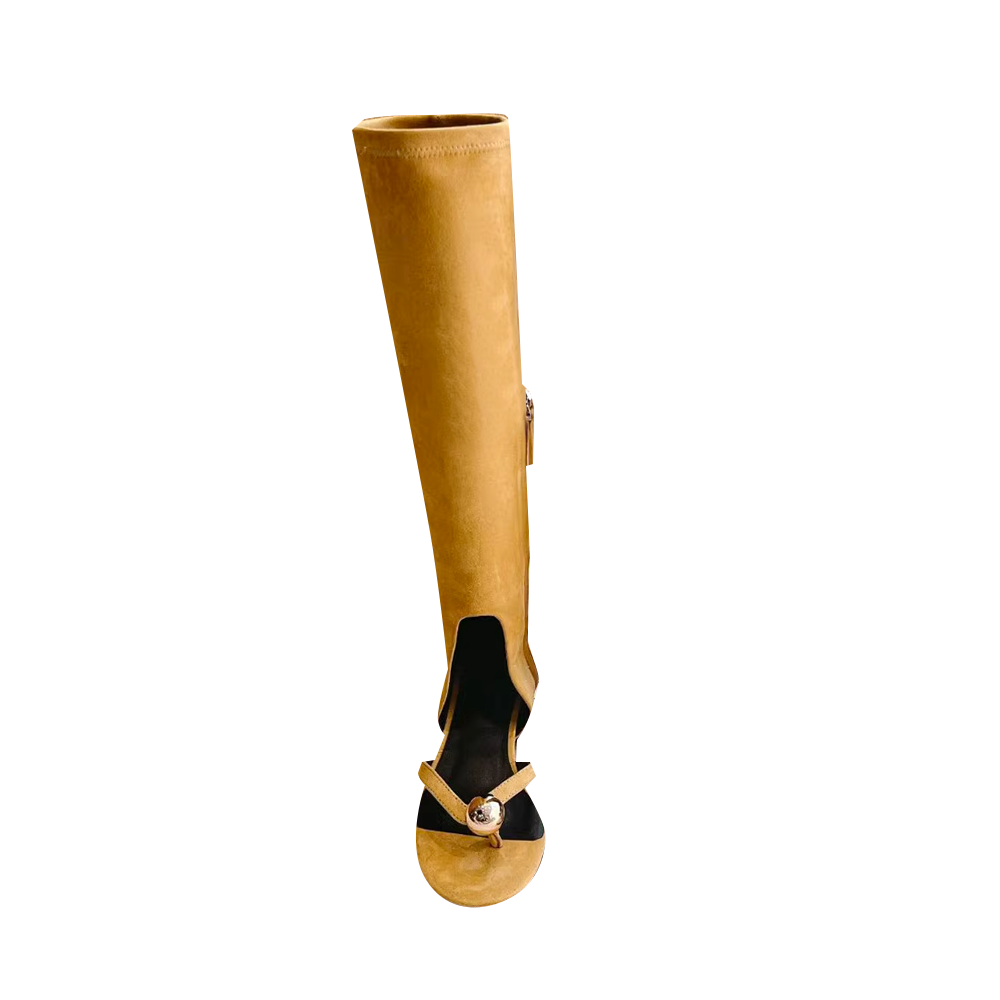 Ball Embellished Knee High Boots