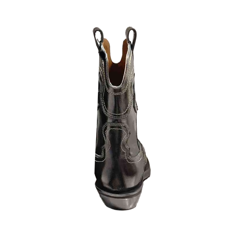 Leather Western Cowboy Ankle Boots
