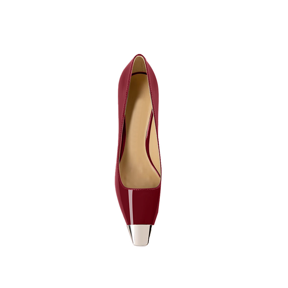 Metal-Plated Kitten Heel Pumps - 6cm