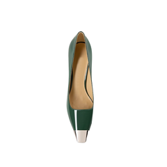 Metal-Plated Kitten Heel Pumps - 8cm