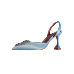 Diamante Embellished Satin Mid Heel Sandals - 8.5c