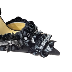 Diamante Ruffled High Heel Sandals