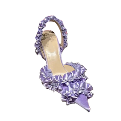 Diamante Ruffled High Heel Sandals