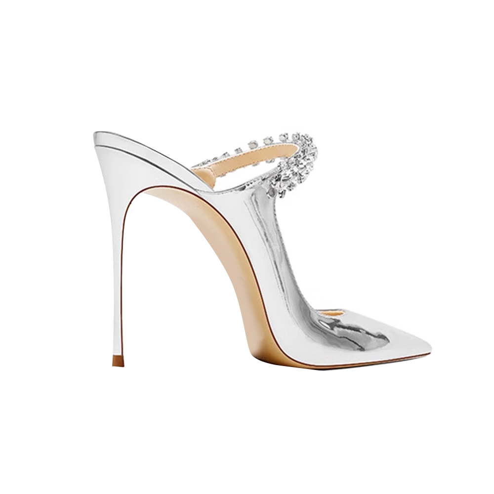Diamante High Heel Mules Sandals - 10cm