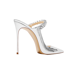 Diamante High Heel Mules Sandals - 10cm
