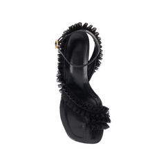Ruffled Sculptured Heel Sandals