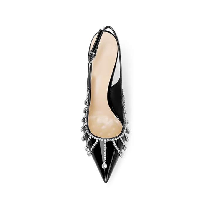 Diamante Fringed Mid Heel Sandals - 8cm