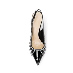 Diamante Fringed Mid Heel Sandals - 8cm