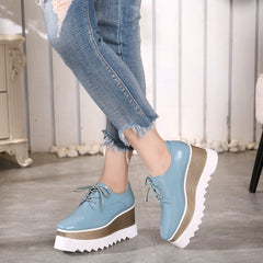 Lace Up Leather Oxford Platform Sneakers