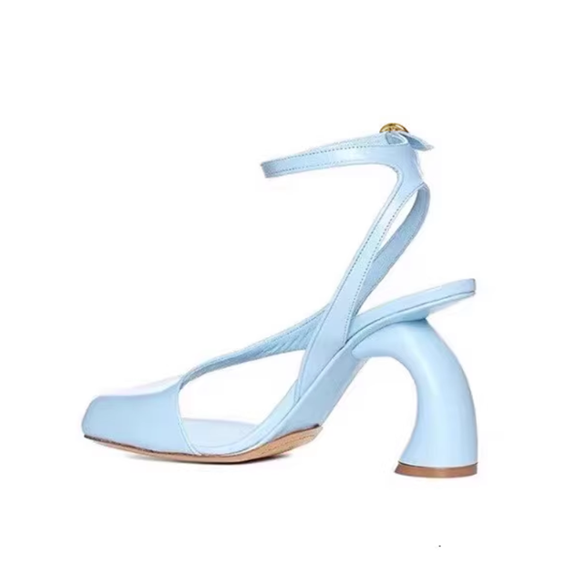 Ankle Strap Curved Heel Sandals