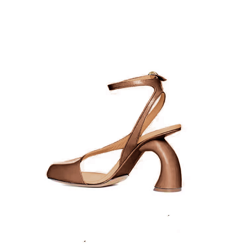 Ankle Strap Curved Heel Sandals