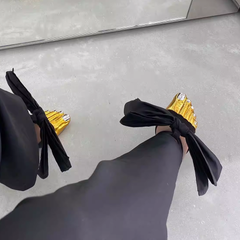 Toe Detailed Bow Statement High Heel Sandals