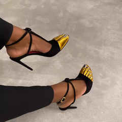 Toe Detailed Statement High Heel Sandals