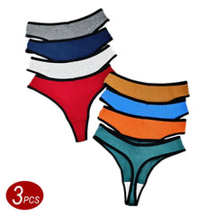 3PCS/Set Ribbed Cotton Thong